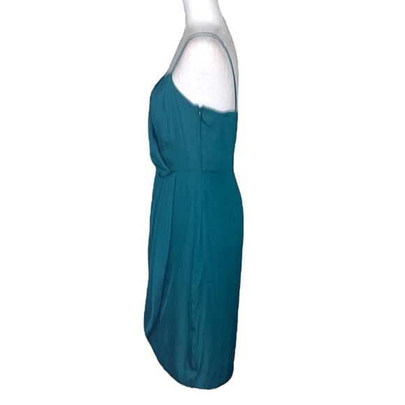 NWT Banana Republic Emerald Green Draped Front Slip Mini Dress - 4 - Picture 6 of 14